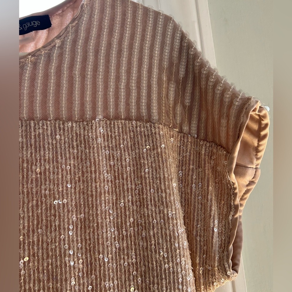 Cable & Gauge Sequins Blouse Womens Medium 24.5 inch length 19 inch pit to pit - Picture 11 of 12